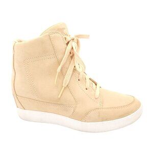 NEW Sorel Out N About Sport Wedge Sneaker Womens 9.5 Beige Suede Comfort